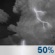 Tonight: A chance of showers and thunderstorms before 2am.  Mostly cloudy, with a low around 58. West wind around 5 mph.  Chance of precipitation is 50%. New rainfall amounts of less than a tenth of an inch, except higher amounts possible in thunderstorms. 